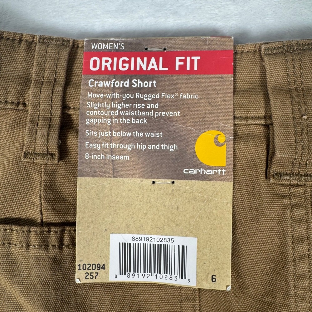 Carhartt Crawford Shorts Womens 6 Brown Rugged Flex Canvas Utility New 102094 - Picture 4 of 9
